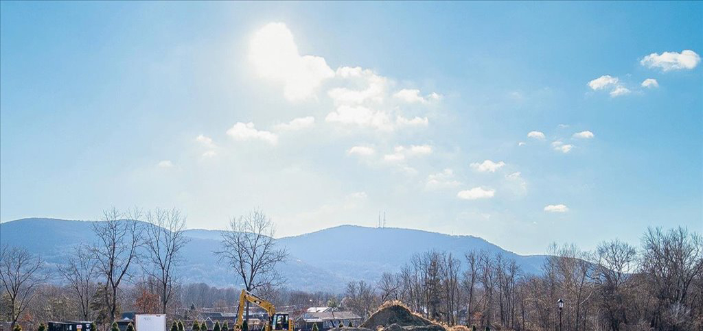 A Winter view of Mount Beacon from the homes at Beacon Knoll, a new home community by Rieger Homes, located in Beacon, New York.