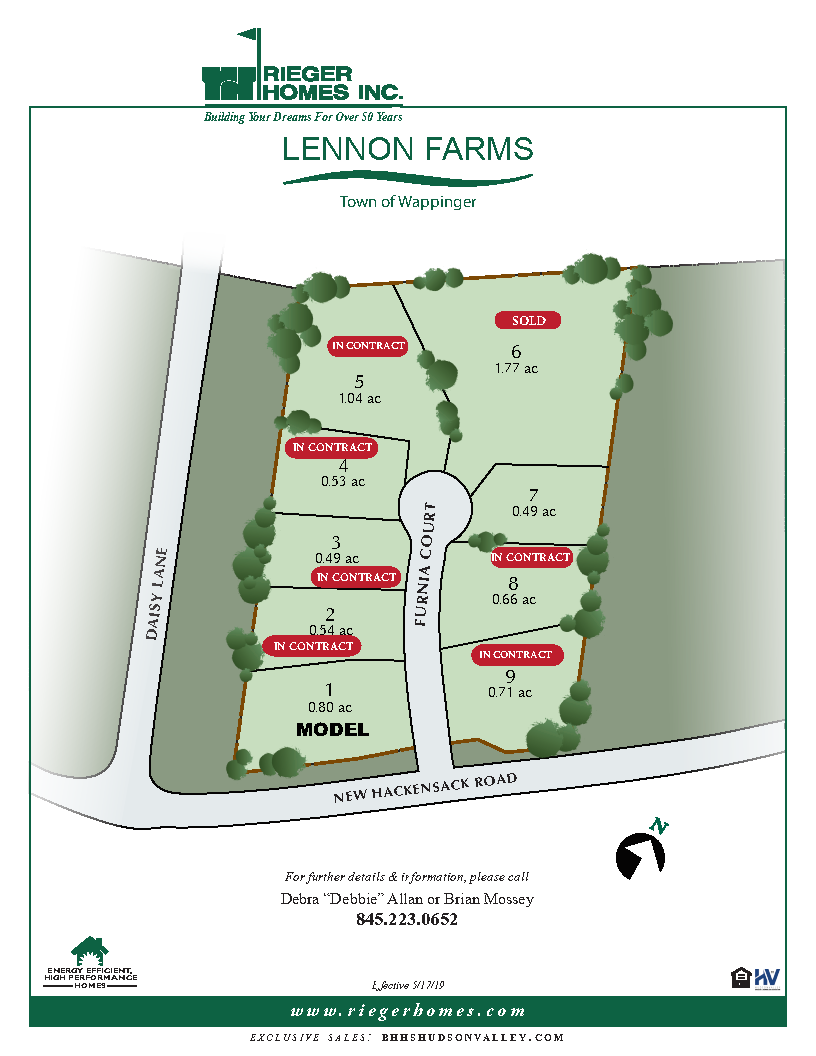Lennon Farms Map Custom Homes in Wappinger Falls Rieger Homes, Inc.